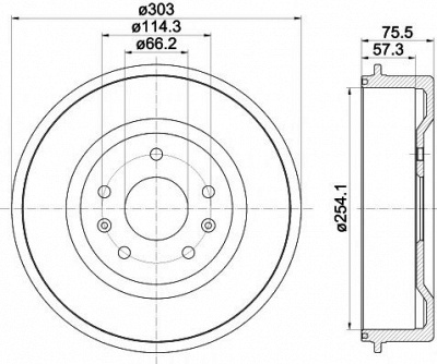 HELLA PAGID 8dt355301731 -  Тормозной барабан